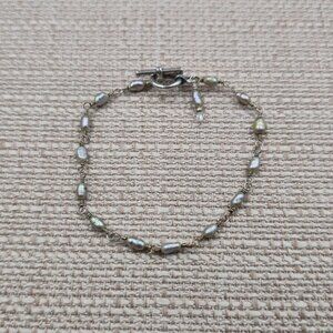 7 Inch Sterling Silver Genuine Pearls Handmade Chain Bracelet A7207